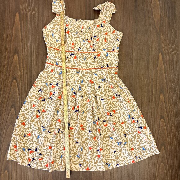 Teeze Me Fit & Flare Sleeveless Dress Juniors Size 7 Beige Whimsical Bird Print - Picture 15 of 16